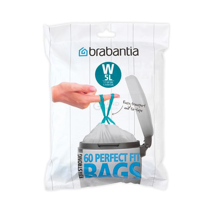 Brabantia Пакети для сміття, 5 л, розмір W 60 шт білих | https://grandposuda.com.ua