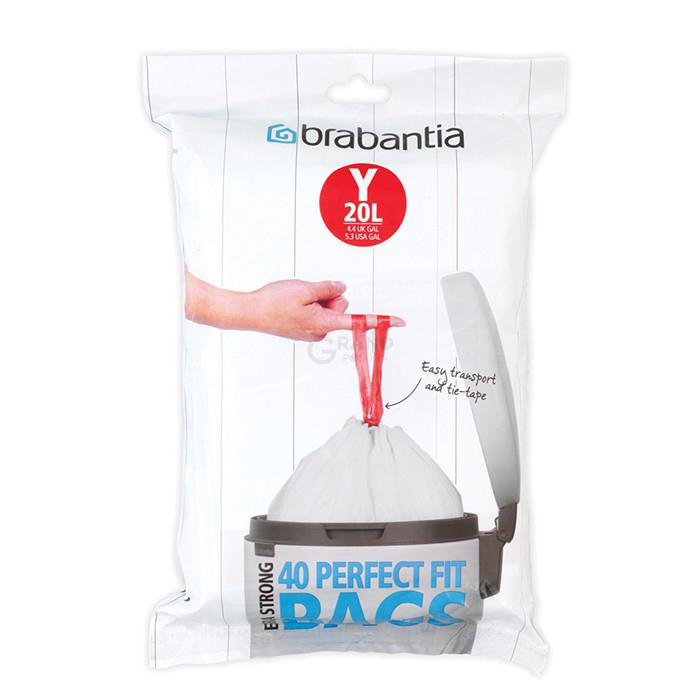 Brabantia Пакети для сміття, 20 л, розмір Y 40 шт білих | https://grandposuda.com.ua