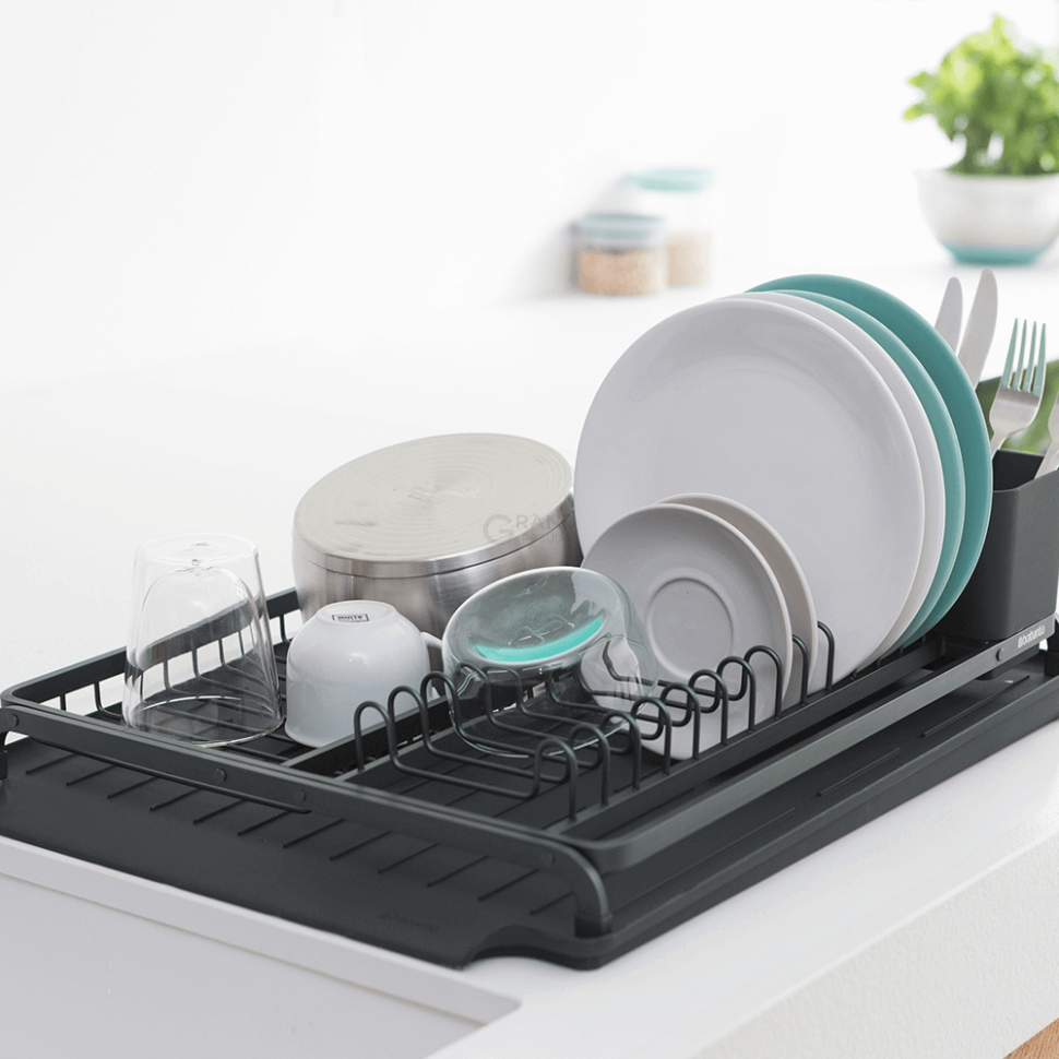 Brabantia Сушилка для посуды темно-серая 13х38,5х50 см | https://grandposuda.com.ua