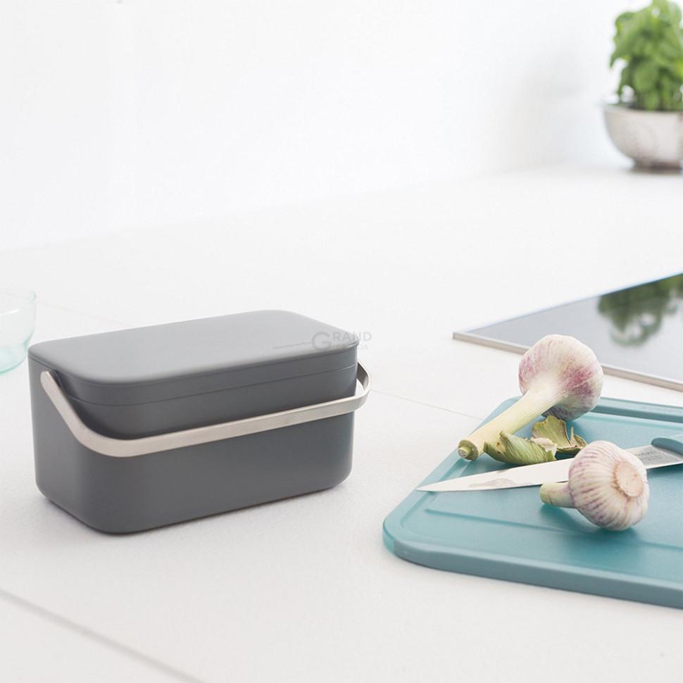 Brabantia Контейнер для пищевых отходов 10,7х22,1х12,7см темно-серый Sink side | https://grandposuda.com.ua