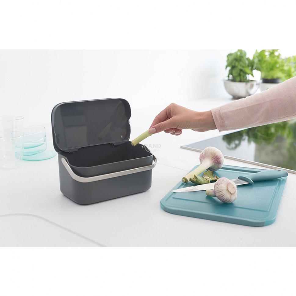 Brabantia Контейнер для пищевых отходов 10,7х22,1х12,7см темно-серый Sink side | https://grandposuda.com.ua