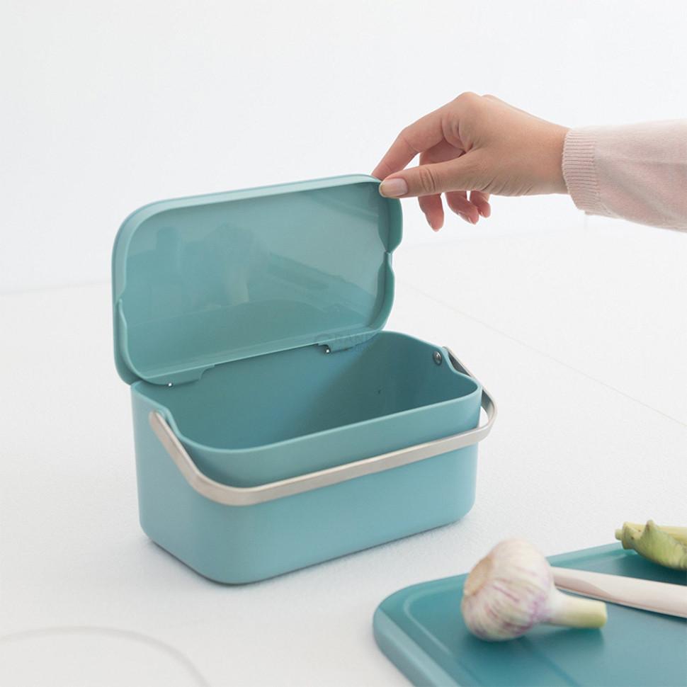Brabantia Контейнер для пищевых отходов 10,7х22,1х12,7см мятный Sink side | https://grandposuda.com.ua