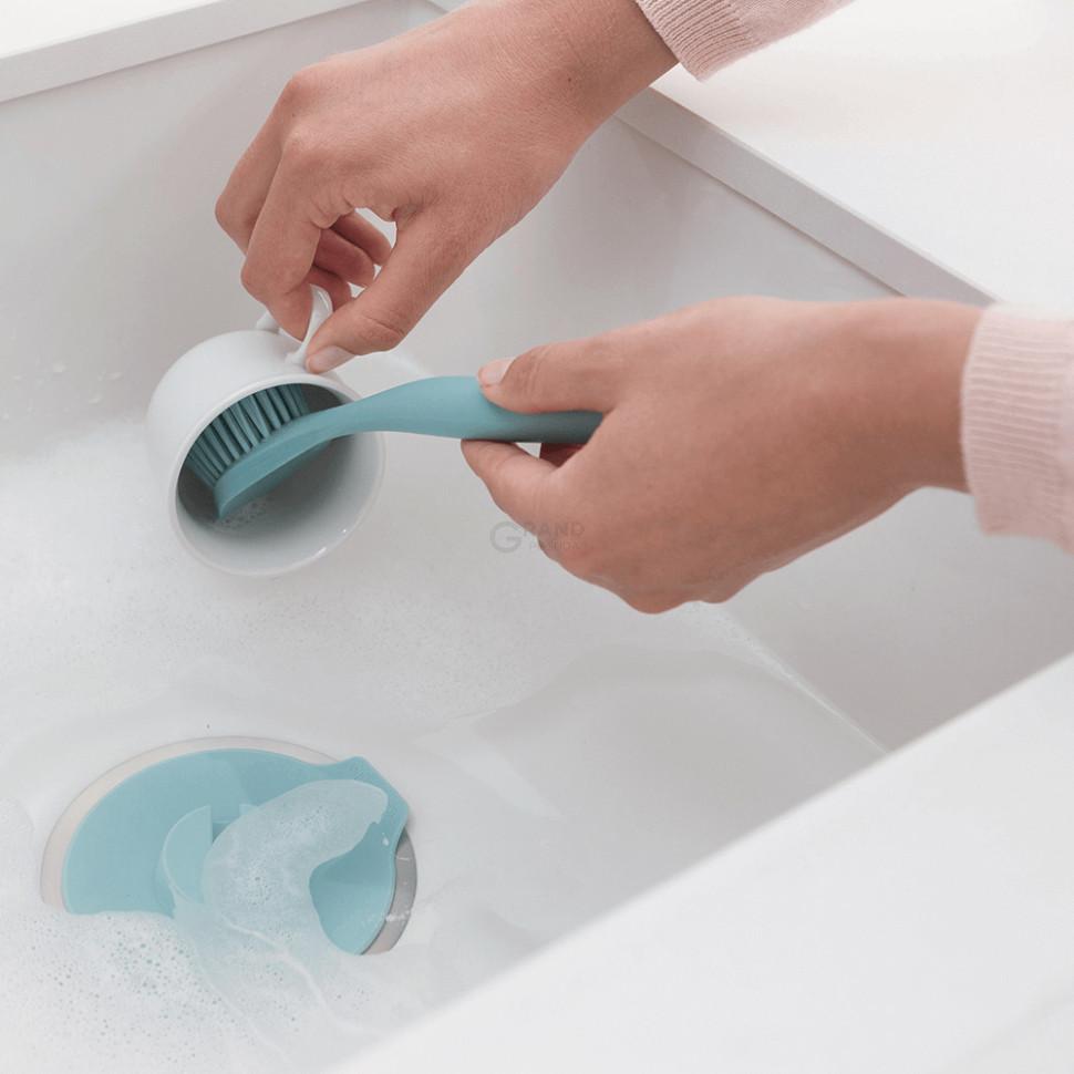 Brabantia Щітка для посуду з підставкою-присоскою 6х23,5х11 см мятна Sink side | https://grandposuda.com.ua