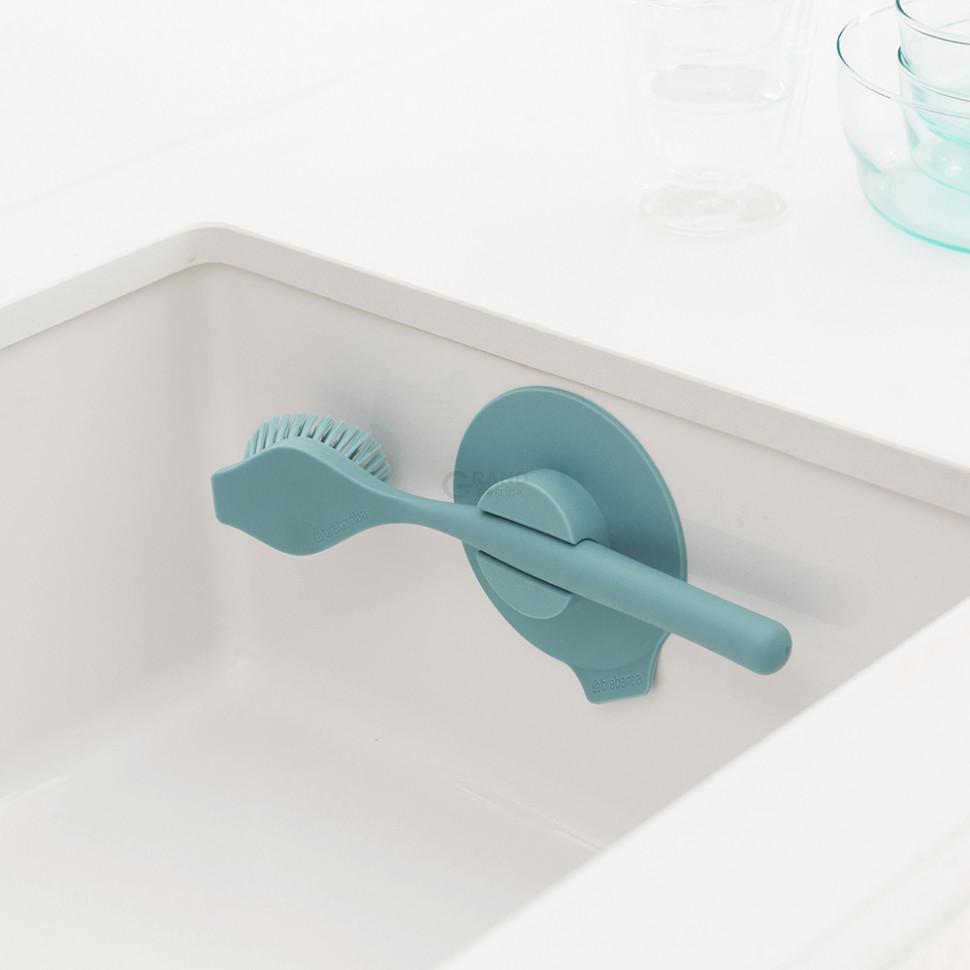 Brabantia Щітка для посуду з підставкою-присоскою 6х23,5х11 см мятна Sink side | https://grandposuda.com.ua