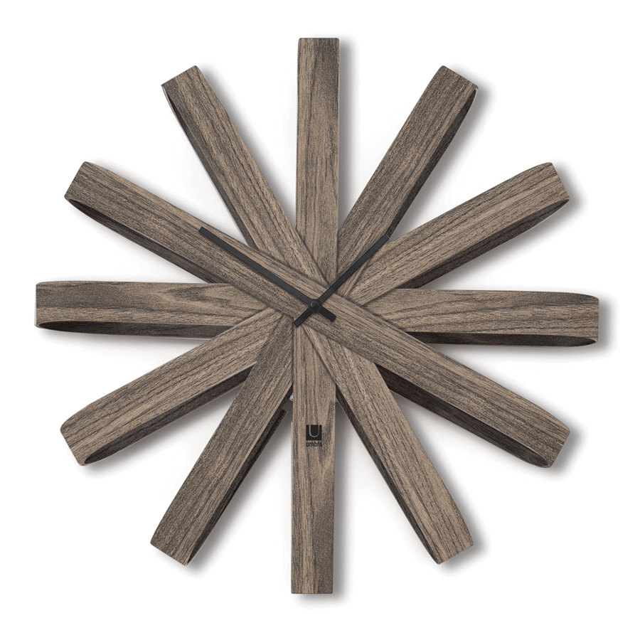 Umbra Часы настенные ribbonwood большие состаренный орех | https://grandposuda.com.ua