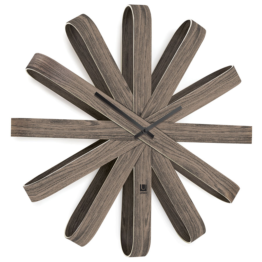 Umbra Часы настенные ribbonwood большие состаренный орех | https://grandposuda.com.ua