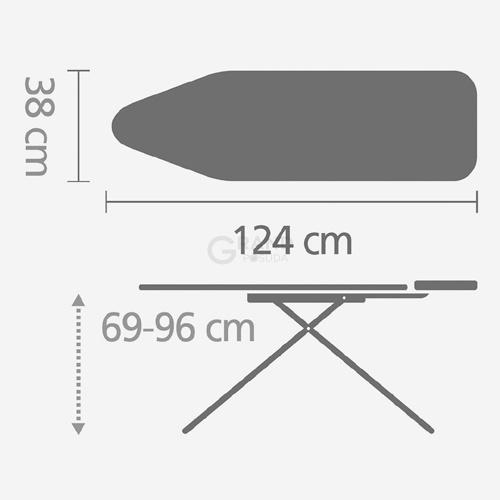 Brabantia Доска с подставкой для парового утюга 124 x 38 см (B) Tropical Leaves | https://grandposuda.com.ua