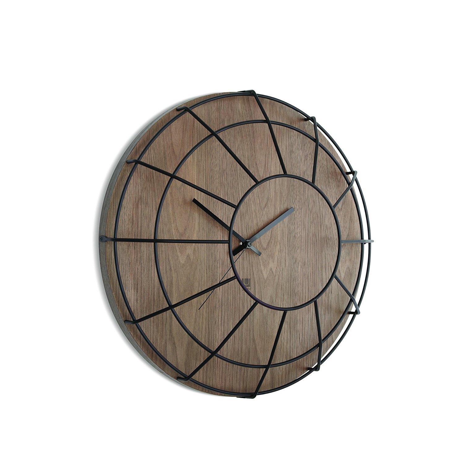 Umbra Настенные часы 40,5x40,5x12 см черные-орех Wall Display Cage Wanduhr | https://grandposuda.com.ua