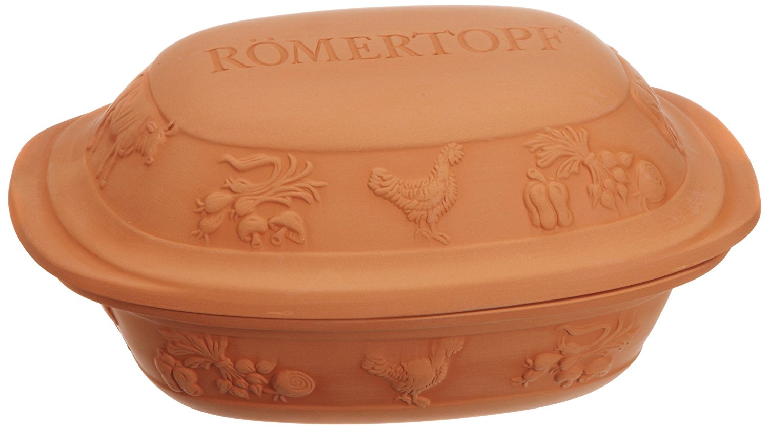 Römertopf Жаровня средняя с рустикальными мотивами, 35 х 16,5 х 22,5 см | https://grandposuda.com.ua