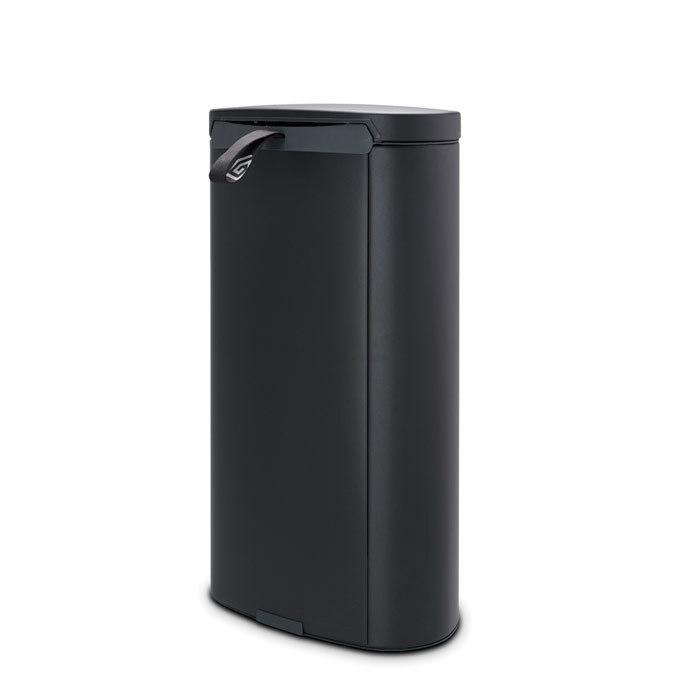 Brabantia Сміттєвий бак з педаллю 30 л, безшумний мінерально-графітовий Flatback + | https://grandposuda.com.ua