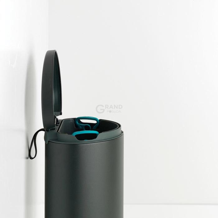 Brabantia Сміттєвий бак з педаллю 30 л, безшумний мінерально-графітовий Flatback + | https://grandposuda.com.ua