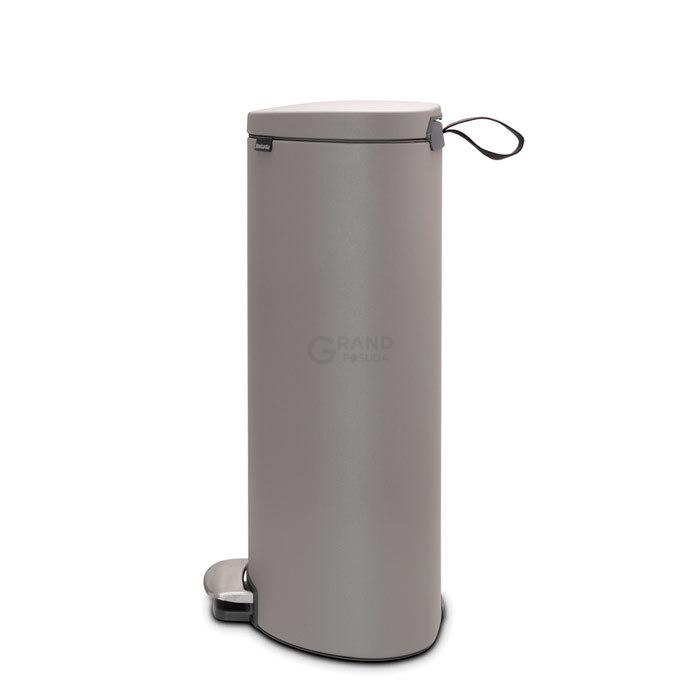 Brabantia Сміттєвий бак з педаллю 30 л, безшумний мінерально-сірий Flatback + | https://grandposuda.com.ua