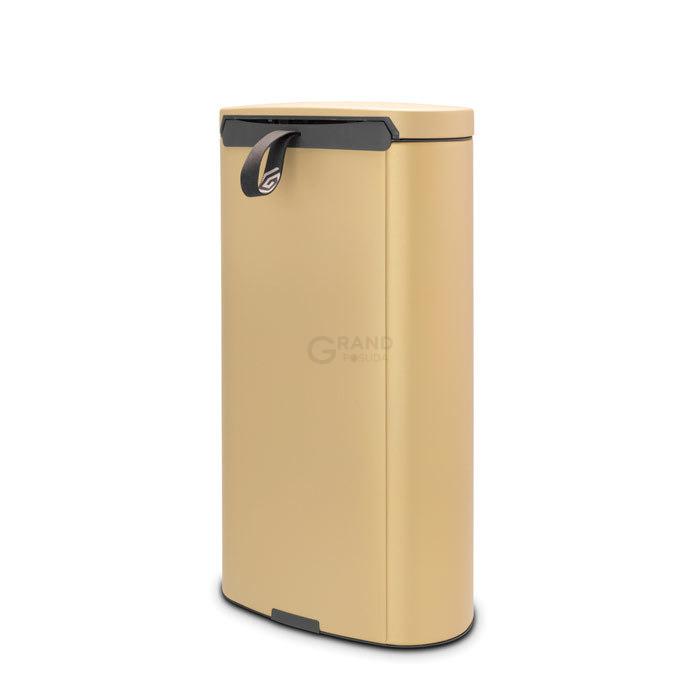 Brabantia Сміттєвий бак з педаллю 30 л, безшумний мінерально-золотий Flatback + | https://grandposuda.com.ua