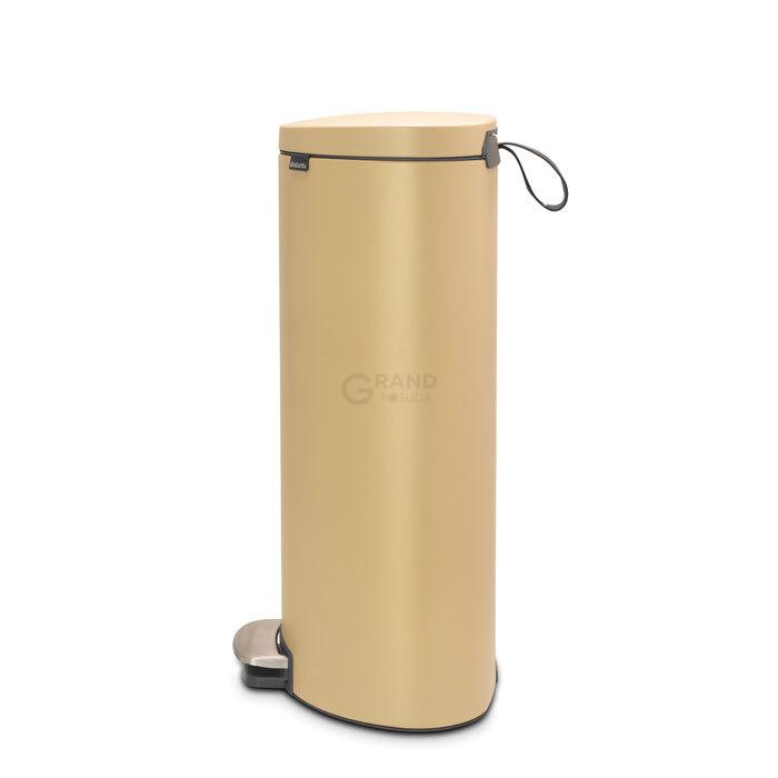 Brabantia Сміттєвий бак з педаллю 30 л, безшумний мінерально-золотий Flatback + | https://grandposuda.com.ua