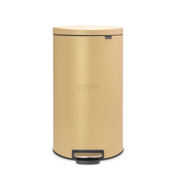Brabantia Сміттєвий бак з педаллю 30 л, безшумний мінерально-золотий Flatback + | https://grandposuda.com.ua