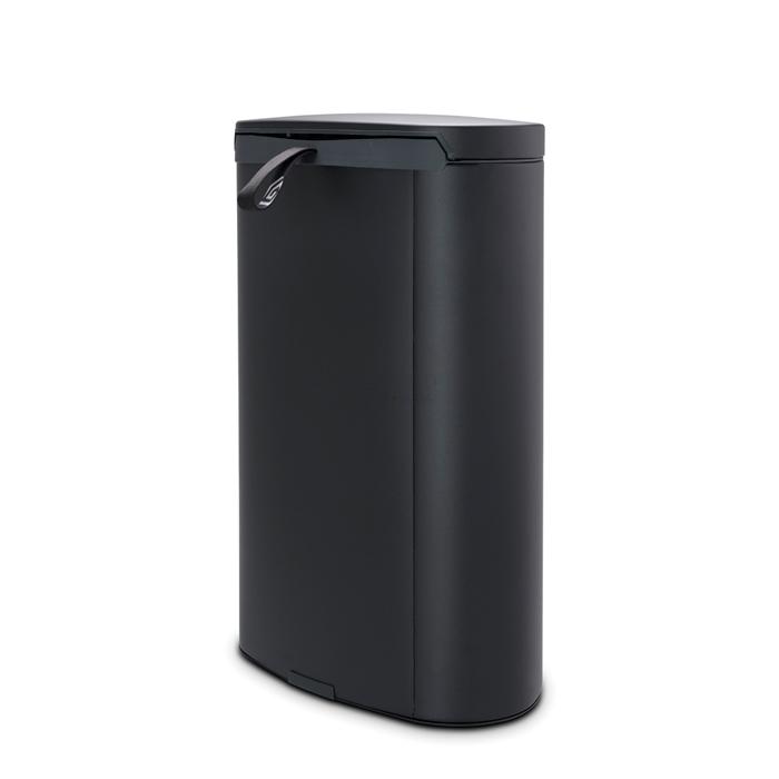 Brabantia Сміттєвий бак з педаллю 40 л, безшумний мінерально-графітовий Flatback + | https://grandposuda.com.ua