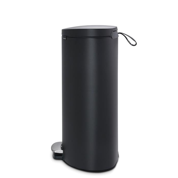 Brabantia Сміттєвий бак з педаллю 40 л, безшумний мінерально-графітовий Flatback + | https://grandposuda.com.ua