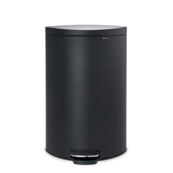 Brabantia Сміттєвий бак з педаллю 40 л, безшумний мінерально-графітовий Flatback + | https://grandposuda.com.ua