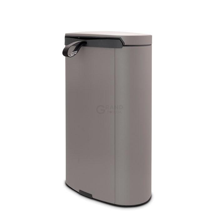 Brabantia Сміттєвий бак з педаллю 40 л, безшумний мінерально-сірий Flatback + | https://grandposuda.com.ua