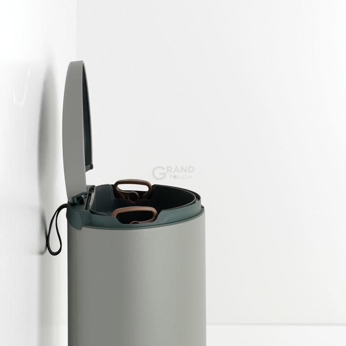 Brabantia Сміттєвий бак з педаллю 40 л, безшумний мінерально-сірий Flatback + | https://grandposuda.com.ua