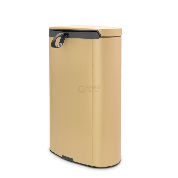 Brabantia Сміттєвий бак з педаллю 40 л, безшумний мінерально-золотий Flatback + | https://grandposuda.com.ua
