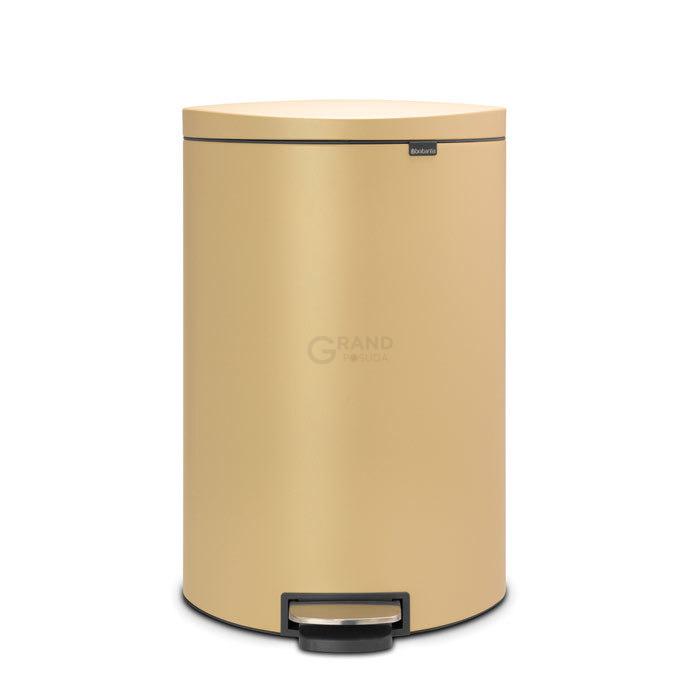 Brabantia Сміттєвий бак з педаллю 40 л, безшумний мінерально-золотий Flatback + | https://grandposuda.com.ua