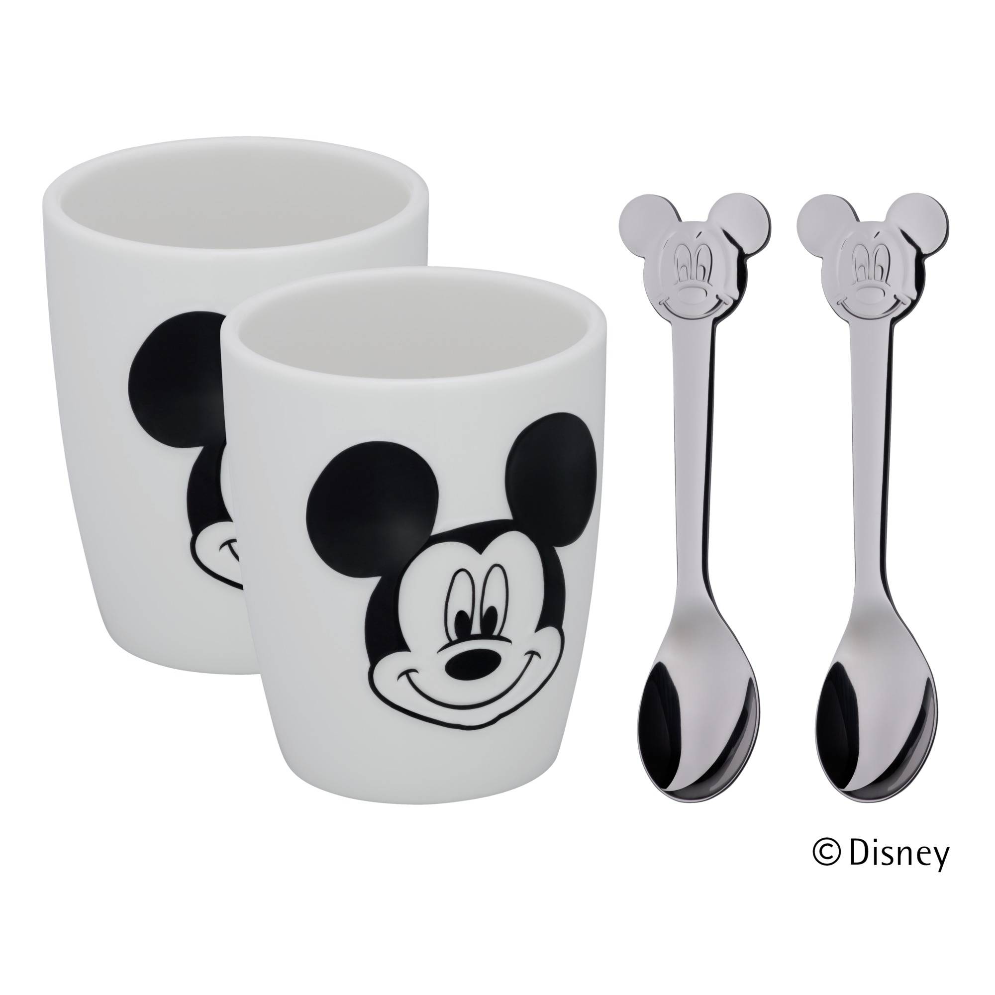 WMF Набір дитячого посуду з 2 кухлів і 2 ложок Mickey Mouse | https://grandposuda.com.ua