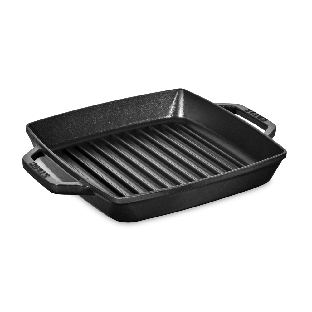 Staub Сковорода гриль квадратна з двома ручками 23 см Black | https://grandposuda.com.ua