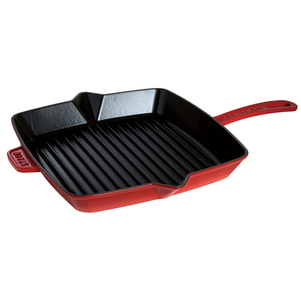 Staub Сковорода гриль квадратная 31 см Cherry | https://grandposuda.com.ua