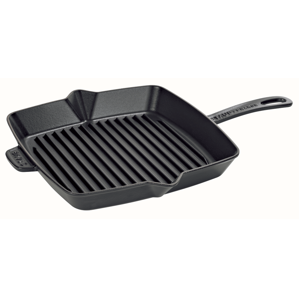 Staub Сковорода гриль квадратна 26 см Matte Black | https://grandposuda.com.ua