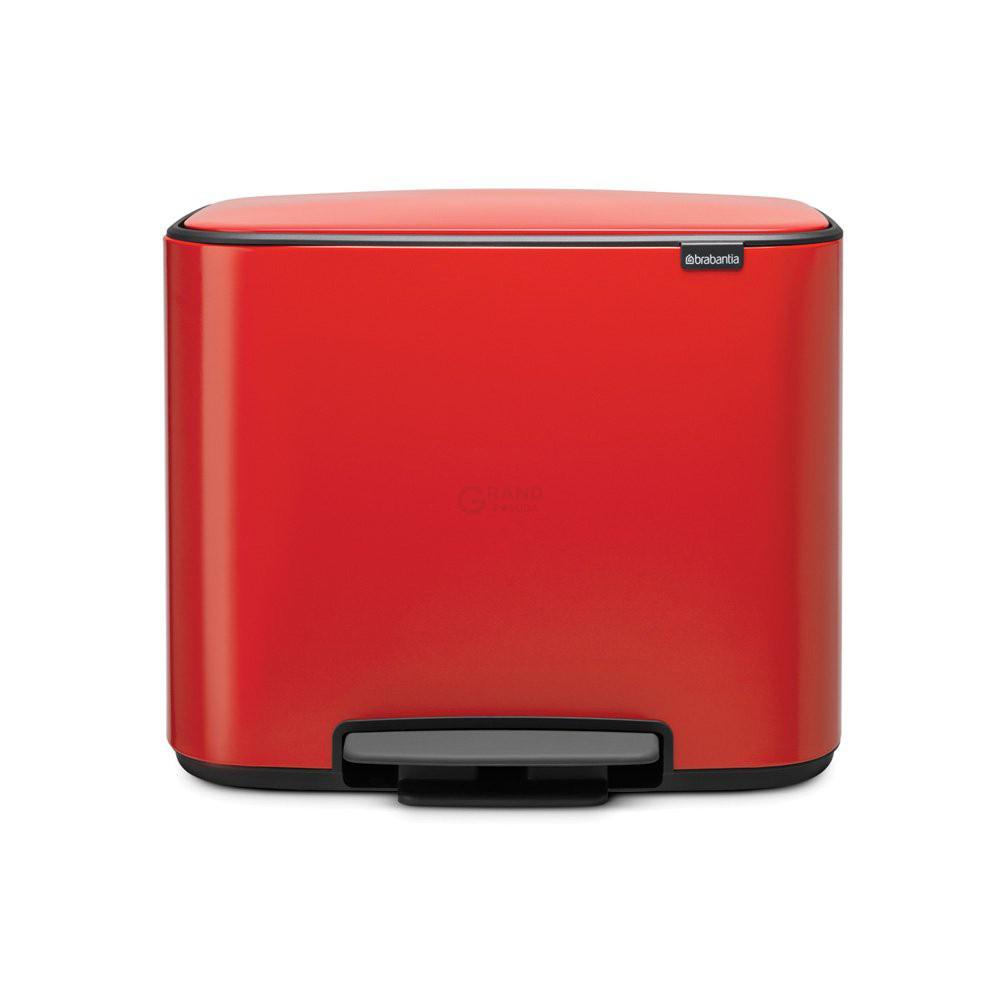 Brabantia Сміттєвий бак з педаллю 3х11 л червоний трисекційний Pedal Bin Bo | https://grandposuda.com.ua