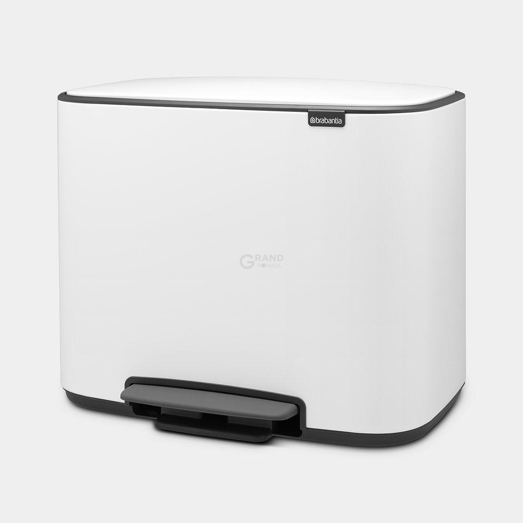 Brabantia Сміттєвий бак з педаллю 11 + 23 л білий двосекційний Pedal Bin Bo | https://grandposuda.com.ua