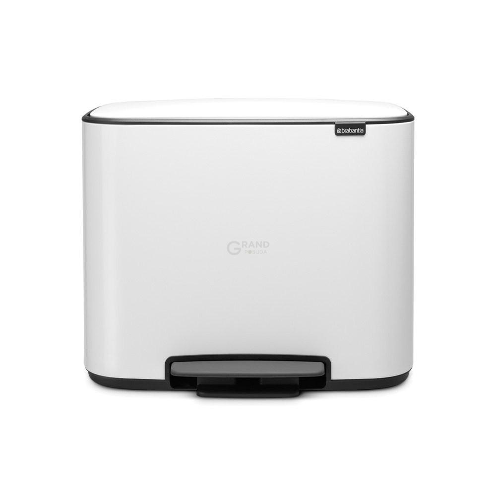 Brabantia Сміттєвий бак з педаллю 11 + 23 л білий двосекційний Pedal Bin Bo | https://grandposuda.com.ua