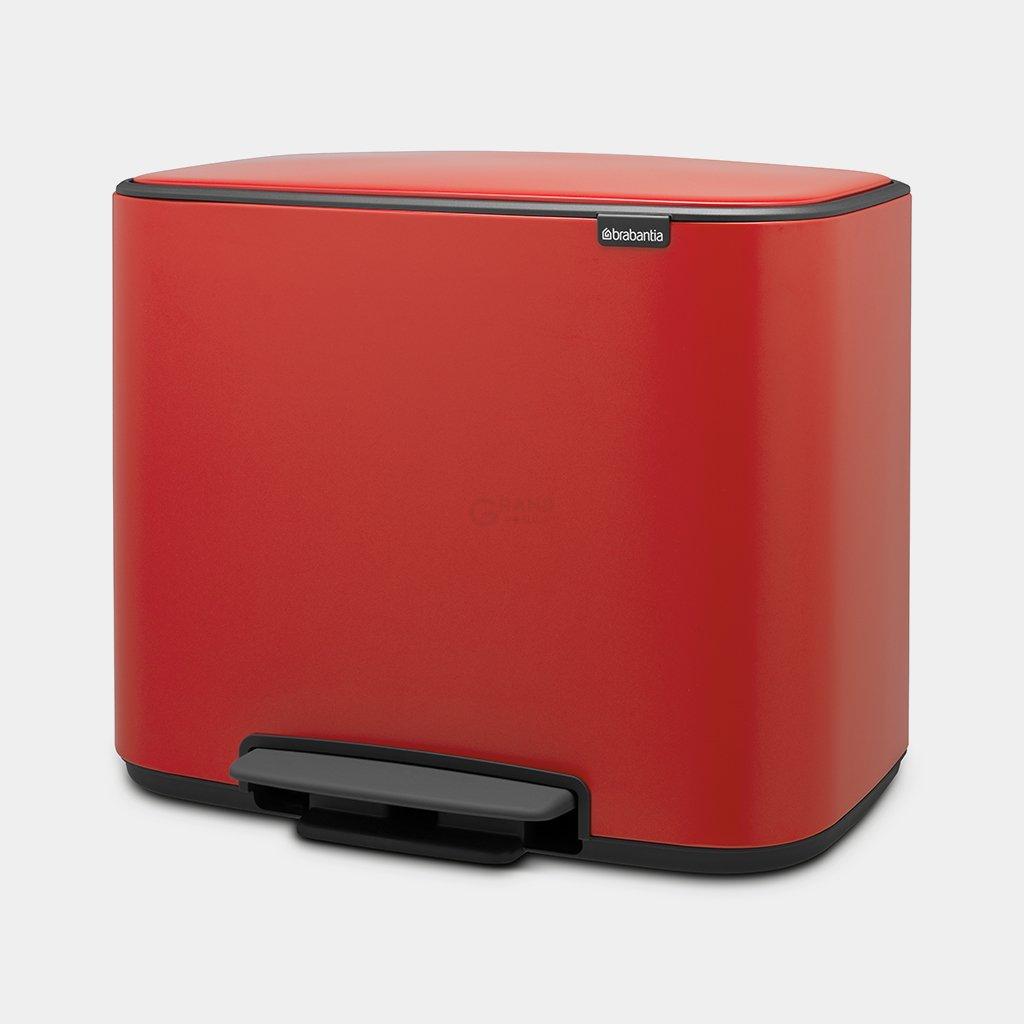 Brabantia Сміттєвий бак з педаллю 11 + 23 л червоний двосекційний Pedal Bin Bo | https://grandposuda.com.ua