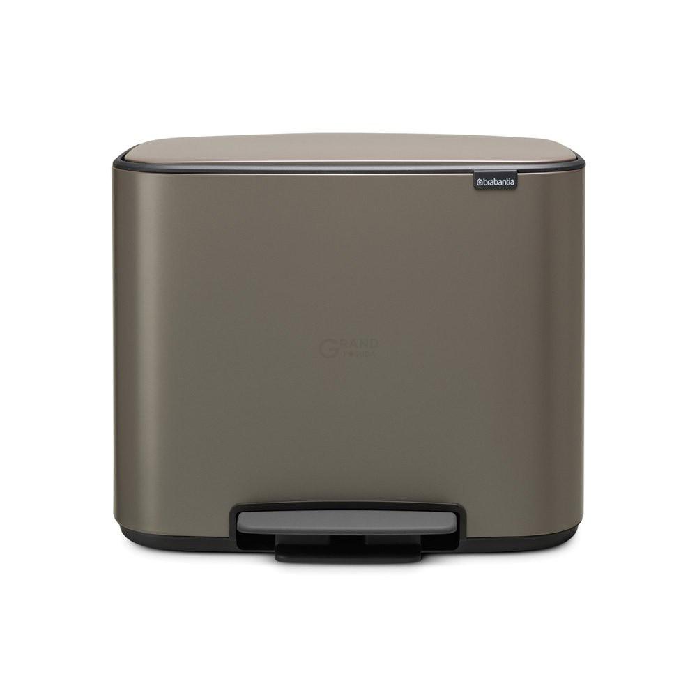 Brabantia Сміттєвий бак з педаллю 11 + 23 л платиновий двосекційний Pedal Bin Bo | https://grandposuda.com.ua