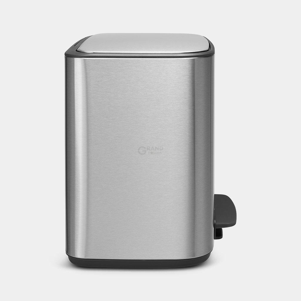 Brabantia Сміттєвий бак з педаллю 11 + 23 л сталевий матовий двосекційний Pedal Bin Bo | https://grandposuda.com.ua