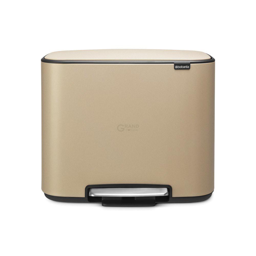 Brabantia Сміттєвий бак з педаллю 3х11 л золотий трисекційний Pedal Bin Bo | https://grandposuda.com.ua