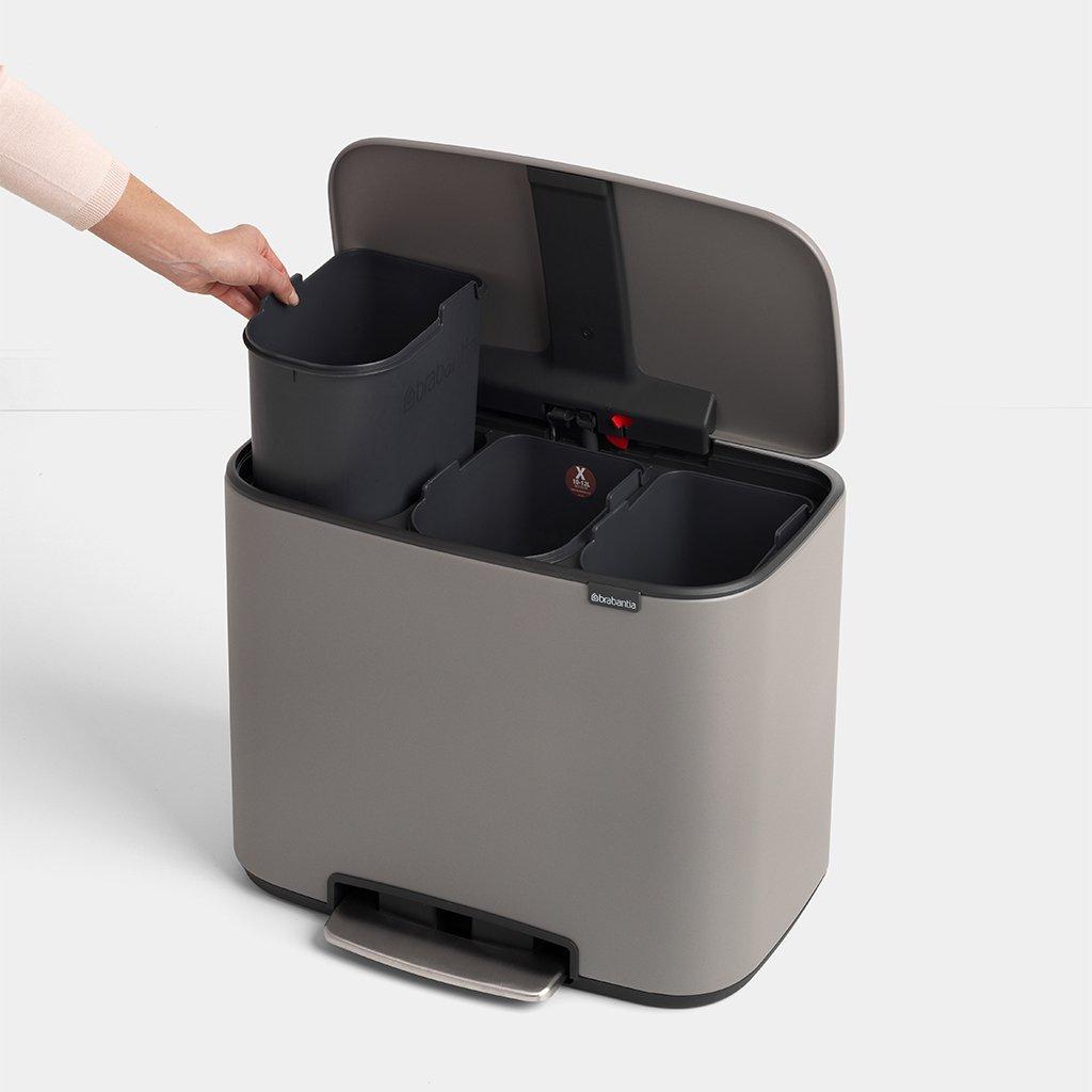 Brabantia Сміттєвий бак з педаллю 3х11 л сірий трисекційний Pedal Bin Bo | https://grandposuda.com.ua