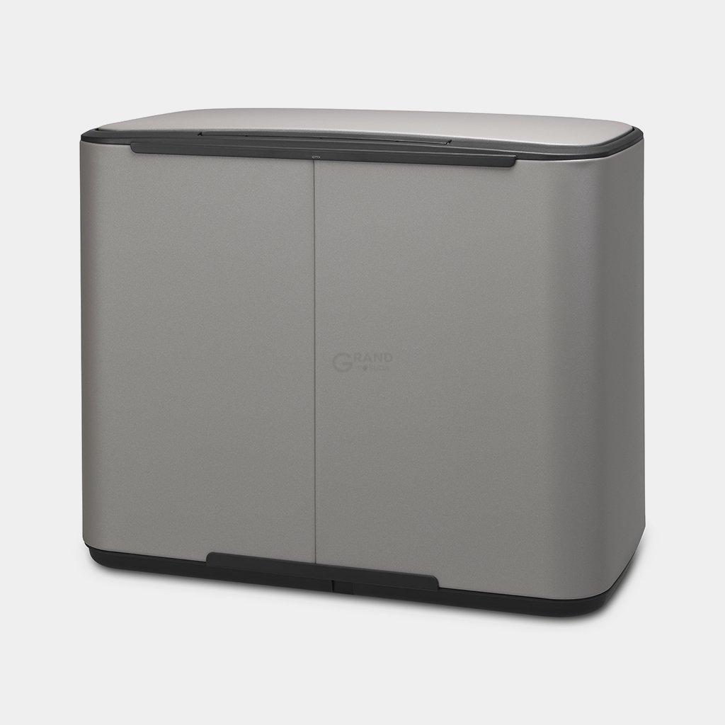Brabantia Сміттєвий бак з педаллю 11 + 23 л сірий двосекційний Pedal Bin Bo | https://grandposuda.com.ua