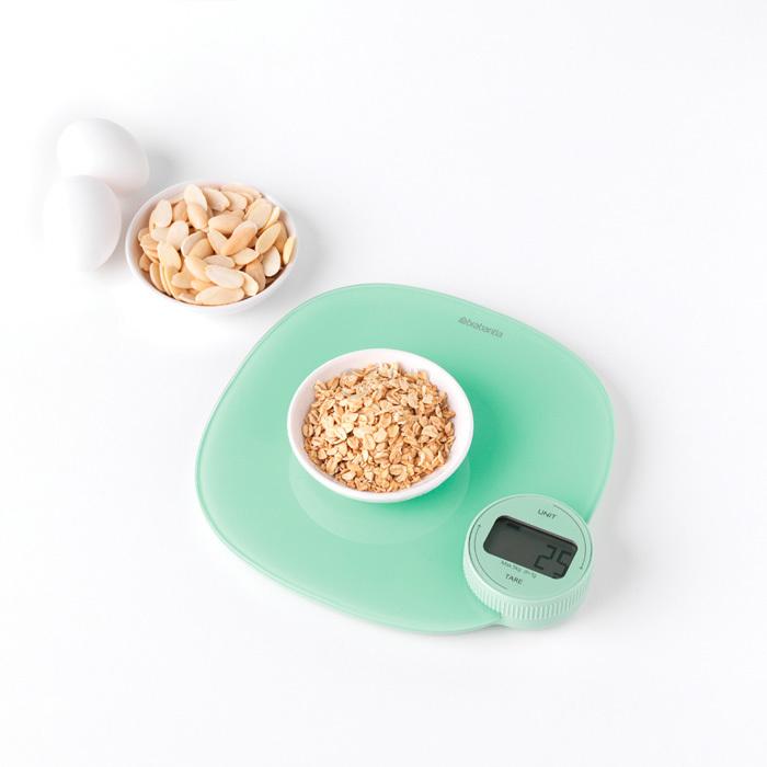 Brabantia Ваги кухонні цифрові без батарейок 4,5х20х20 см мятні Tasty Colours Plus | https://grandposuda.com.ua