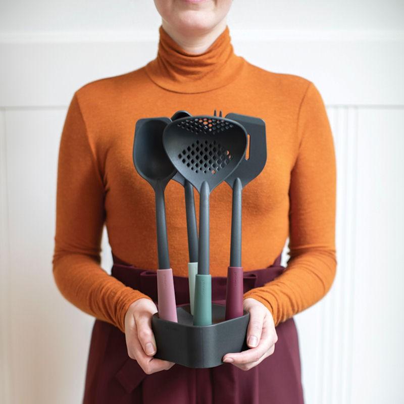 Brabantia Набір з 5 кухонних аксесуарів з підставкою Tasty Colours Plus | https://grandposuda.com.ua