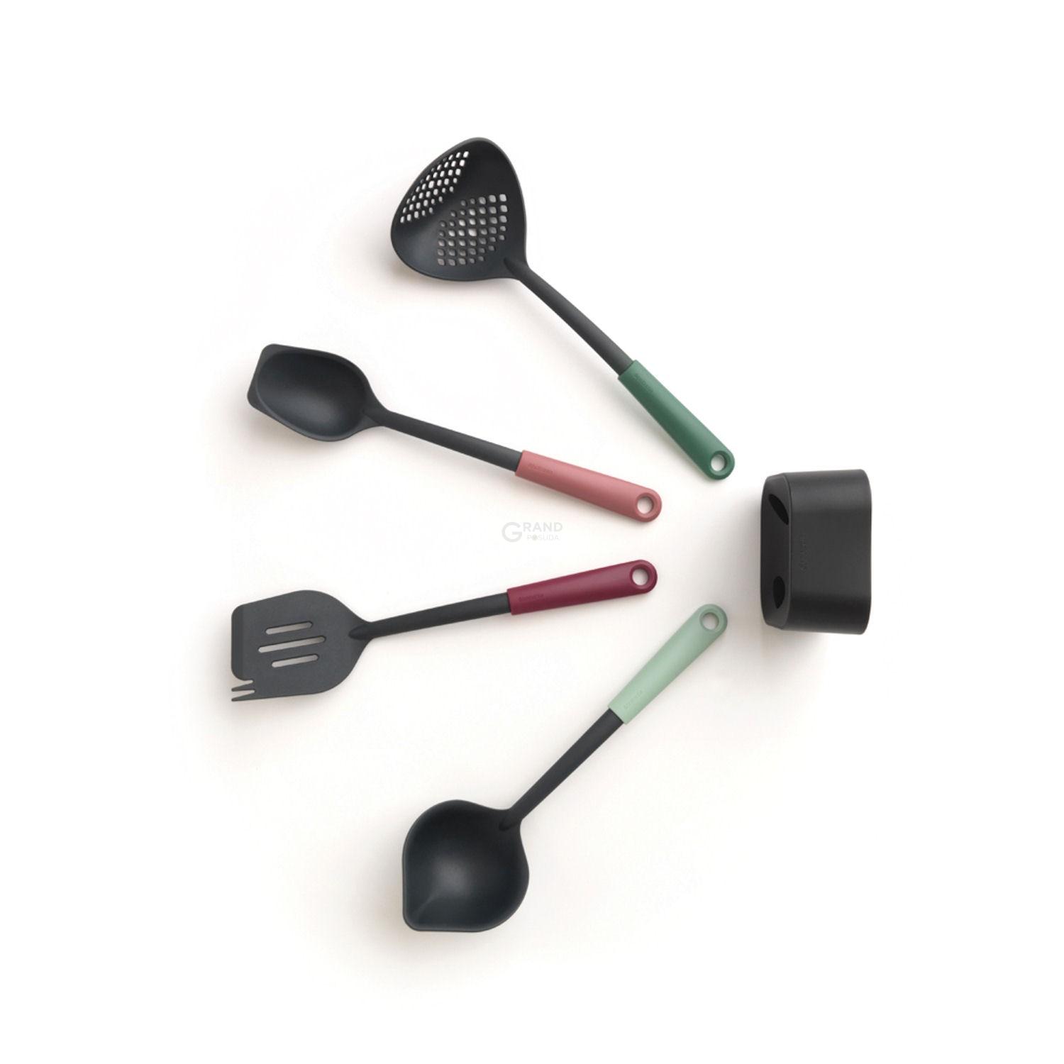 Brabantia Набір з 5 кухонних аксесуарів з підставкою Tasty Colours Plus | https://grandposuda.com.ua