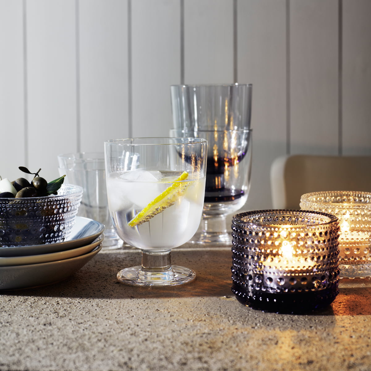 Iittala Подсвечник 6,4х7,7 см темно-синий Kastehelmi | https://grandposuda.com.ua