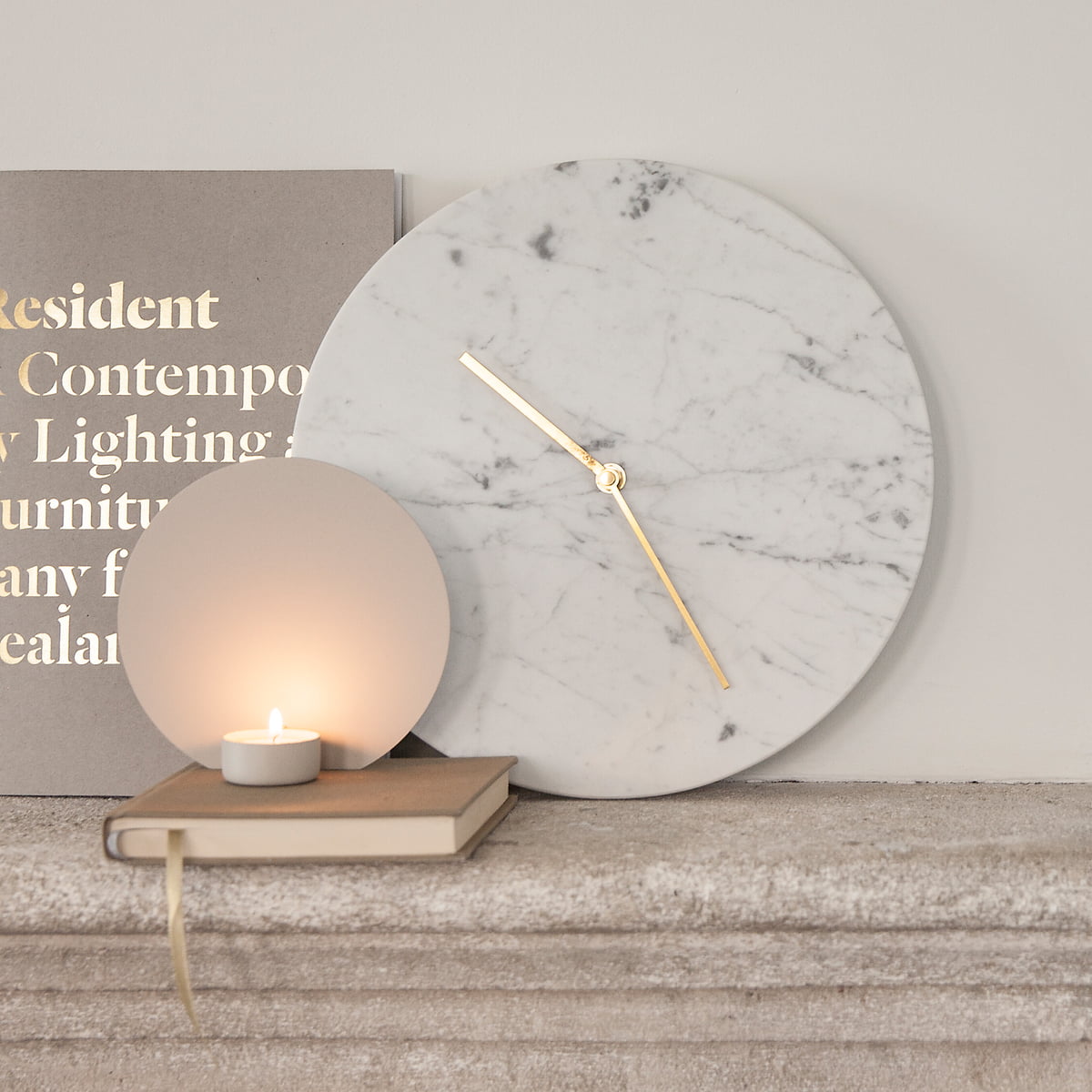Часы 30x10x30x30 см белые Marble Menu | https://grandposuda.com.ua