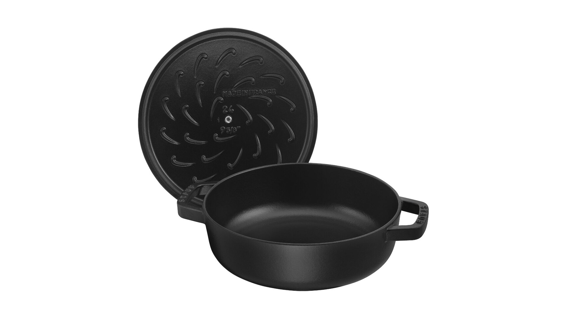 Staub Сотейник Чистер з чавунною кришкою 28 см, чорний | https://grandposuda.com.ua