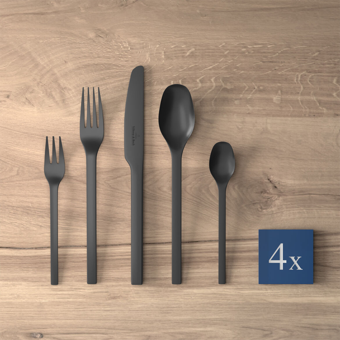 Villeroy & Boch Набор столовых приборов 20 предметов Black Manufacture Rock | https://grandposuda.com.ua