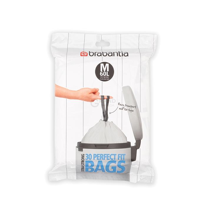 Brabantia Мішки для сміття PerfectFit 60 л, М 30 шт. білих | https://grandposuda.com.ua