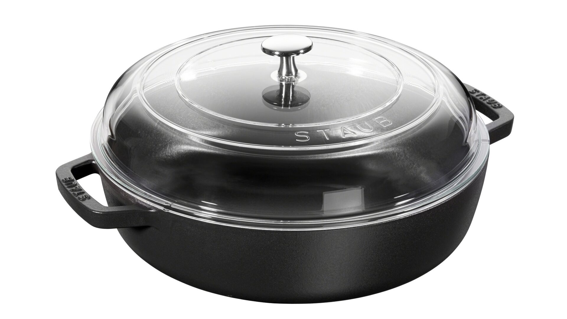 Staub Сотейник со стеклянной крышкой 26 см, черный | https://grandposuda.com.ua