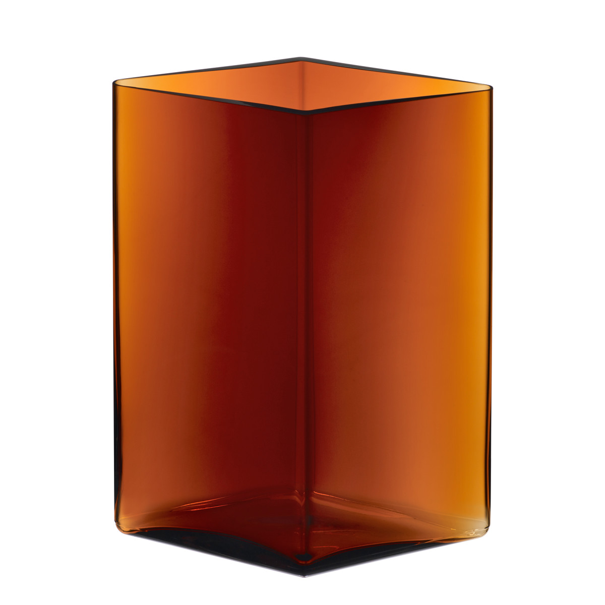Iittala Ваза 27х20,5х20,5 см янтарная Ruutu | https://grandposuda.com.ua