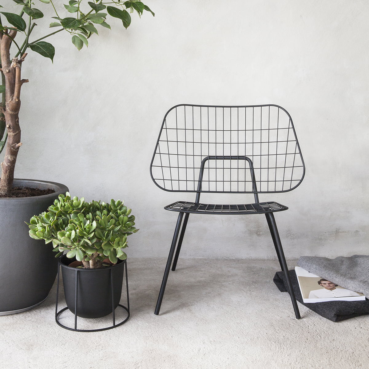 Подставка для цветочного горшка 20x23x23x23 см черная Wire Menu | https://grandposuda.com.ua